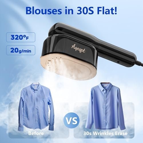 Steamer for Clothes, Travel Portable Handheld Turbo Steamer 5Mode Smart Display, 15s Heat-up Horizontal & Vertical Wrinkle Removal, Dual Function Wet/Dry Iron, Home Travel Use(GraphiteBlack) - Image 3