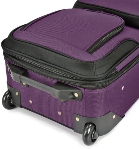U.S. Traveler Lightweight Rolling 20" Carry On Luggage Softside Suitcase, Purple, 2 Wheel-1 Piece - Image 5