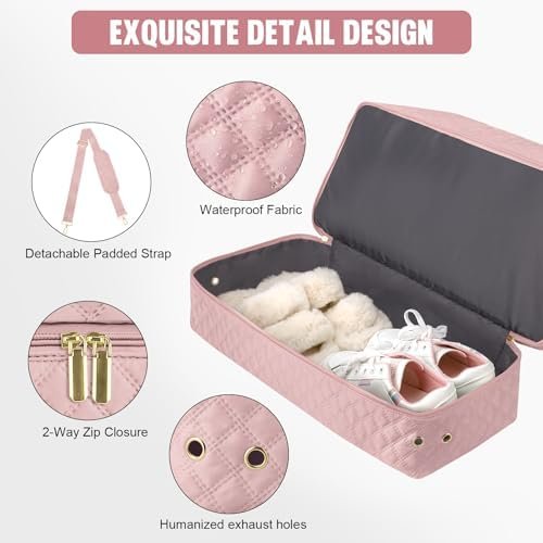 3 Pack Pink Travel Duffle Bag, Weekend Bags for Women with Shoe Compartment, Large Toiletry Personal Item Travel Carry on Bags with Wet Pocket, Gym Overnight Hospital Bag for Delivery Business Pink - Image 4