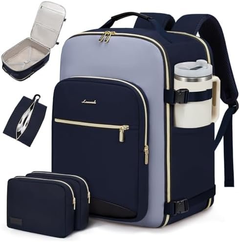 LOVEVOOK 40L Travel Backpack for Women & Men, Large Carry on Backpack for Airplanes with 3 Packing Cubes, TSA Personal Item Travel Bag fits 17" Laptop, Waterproof Weekender Essentials Airline Approved