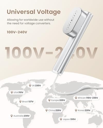 Travel Steamer for Clothes,100-240V Portable Garment Steamer, Steamer＆Iron 2 In 1,30s Fast Heat-up,120ml Water Tank,Large Ceramic Heat Panel,HandheldSteamer for Global ＆ Europe Traveling,Silver - Image 2