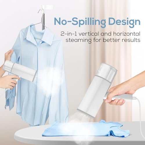 Travel Steamer - Handheld Steamer for Clothes, 2 in 1 Foldable Garment Steamer, Wrinkles Remover with Brush, Portable and Lighweight Steam Iron for Office, Home and Travel - Image 5