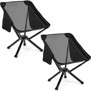 2 Pack Portable Chairs, Camping Chairs Supports 350 LBS ，Lightweight Folding Chair - Backpacking Chair for Outdoor Camping, Beach, Fishing, Picnic, Lawn, Concert, Hiking, Black