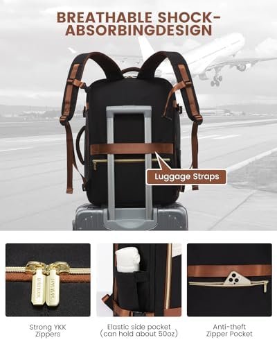 LOVEVOOK Travel Backpack for Women, 40L Carry On Backpack Flight Approved, Large Personal Item Bag Fits 17 inch Laptop, TSA Approved Luggage with 3 Packing Cubes,Waterproof Weekender Gym Daypack - Image 6