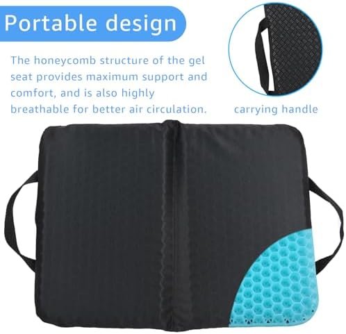 Gel Portable Seat Cushion (14.5" x 10.6") Foldable Travel Cushion, for Airplane Seats, Camping, Stadium, Cinema, Garden Benches Seat Cushion, Relieve Sedentary Pain - Image 2