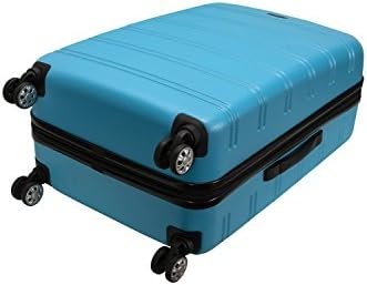 Rockland Melbourne Hardside Expandable Luggage with Spinner Wheels, Turquoise, Checked Large 28" - Image 4