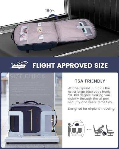 LOVEVOOK 40L Travel Backpack for Women & Men, Large Carry on Backpack for Airplanes with 3 Packing Cubes, TSA Personal Item Travel Bag fits 17" Laptop, Waterproof Weekender Essentials Airline Approved - Image 2