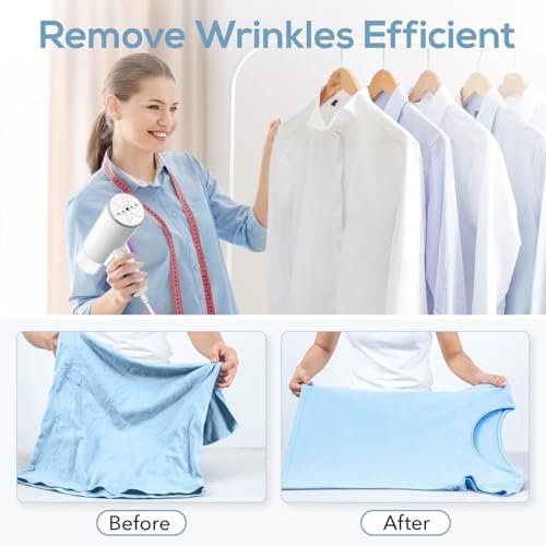 Travel Steamer - Handheld Steamer for Clothes, 2 in 1 Foldable Garment Steamer, Wrinkles Remover with Brush, Portable and Lighweight Steam Iron for Office, Home and Travel - Image 3