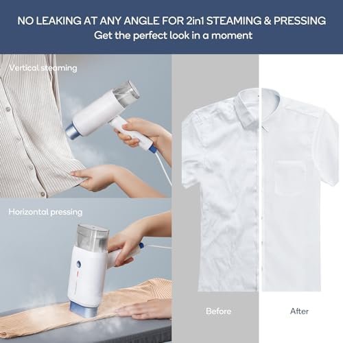 Newbealer Steamer for Clothes, 1200W Travel Steamer with Horizontal & Vertical Steaming, 2 Steam Levels, Dry Ironing, Foldable, 1.5lbs Lightly, 180ml Handheld Fabric Wrinkle Remover (120V Only) - Image 5