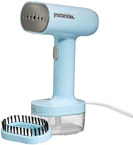 Proctor Silex Compact Travel Iron & Garment Steamer for Clothes, Ready in 45 Seconds for 7 Minutes of Continuous Use, Portable and Lightweight, Vacation Essentials, 1200 Watts, 120 ml Water Tank, Blue