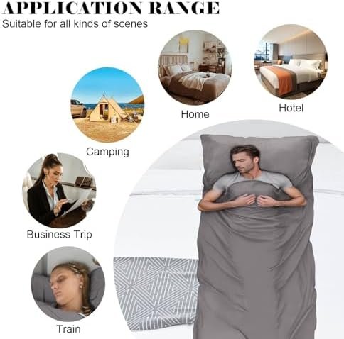 Sleeping Bag Liner,Travel Sheet & Adult Sleep Sack, Camping Sheets Travel Sleep Sack for Backpacking,Hotels & Hostels -Lightweight Single &Double Travel Sheet Camping Sheets - Image 6