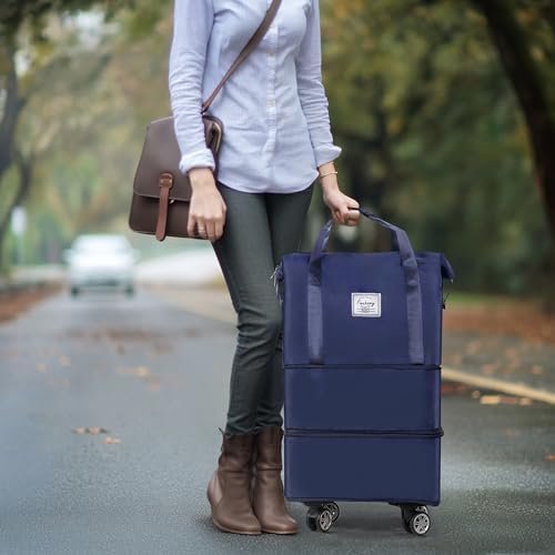 Finnhomy 50L Expandable Rolling Duffel Bag with Wheels Foldable Duffel Bag for Travel Carry on Bag with Wheels Luggage Travel bag Detachable Wheel Duffel Bag for Shopping Travel Outdoor, Black - Image 7