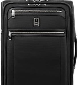 Travelpro Platinum Elite Softside Expandable Carry on Luggage, 2 Wheel Upright Suitcase, USB Port, Men and Women, Shadow Black, Carry On 22-Inch