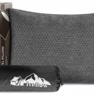 Ivellow Travel Pillow Compressible Camping Pillow for Sleeping Shredded Memory Foam Pillow Compact Firm Supportive Pillow for Adults Kids Outdoor Backpacking Hiking Essential Gear