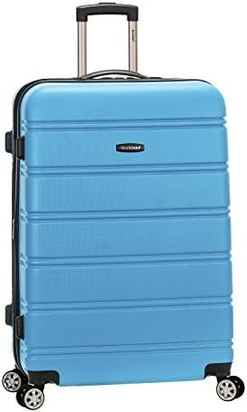 Rockland Melbourne Hardside Expandable Luggage with Spinner Wheels, Turquoise, Checked Large 28"
