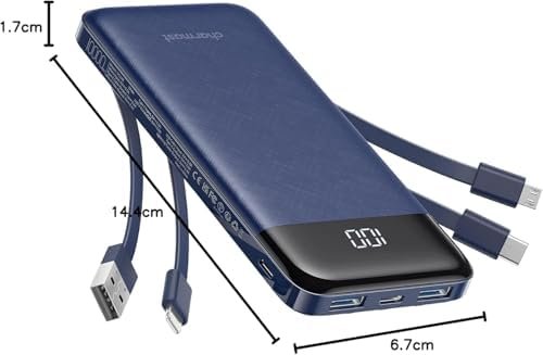 Portable Charger with Built in Cables, Portable Charger with Cords Wires Slim 10000mAh Travel Essentials Battery Pack 6 Outputs 3A High Speed Power Bank for iPhone Samsung Pixel LG Moto iPad - Image 9