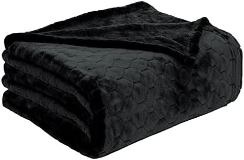 TOONOW Fleece Blanket Fuzzy Plush Throw Blanket 50" x 60", Super Soft Fluffy Bed Blanket Geometric Pattern Comfy Microfiber Flannel Blankets for Couch, Bed, Sofa, Black - Image 7