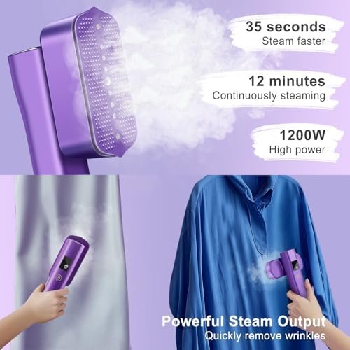 Portable Travel Steamer for Clothes: Mini Travel Steamer ＆ Iron 2 in 1 Fast Heat-up & 3 Levels of Steam Handheld Garment Steamer Suitable for thick clothing Only 1.3lbs for Travel and Home Office - Image 2