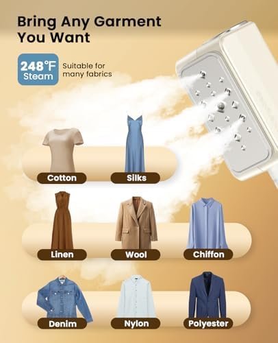 Jack & Rose Dual Voltage Travel Portable Mini Steamer,110-230V,0.9Ib Light,9 * 2.6in Small Mini Travel Size,Steamer Iron 2 in 1,15s Heat-Up,Ceramic Heat Panel,For Global & Europe Traveling - Image 5