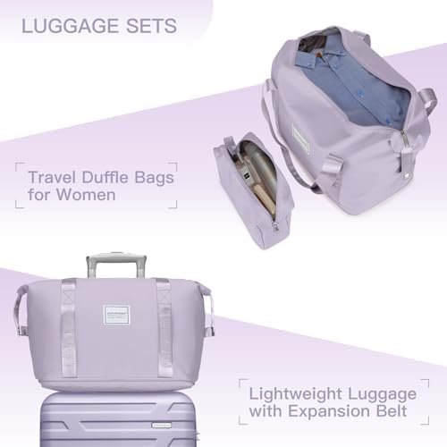 LARVENDER Luggage Sets 3 Piece, Hardside 20 Inch Carry on Luggage Airline Approved Suitcase Set with Spinner Wheels TSA Lock, Lightweight Rolling Suitcase for Men and Women, Lavender - Image 6