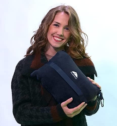 BlueHills Travel Blanket Pillow in Mini Soft Case Premium Plush Airplane Blanket in Soft Bag Compact Pack with Luggage Belt and Backpack Clip Long Flights Essentials Traveling Plane - Navy Blue M04 - Image 8