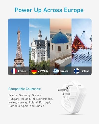 Anker European Travel Plug Adapter, 15W USB-C & 2 AC Outlets, Fits Type E/F Sockets, Compact for iPhone, iPad & More (Not Compatible with Type L/G Sockets) - Image 5