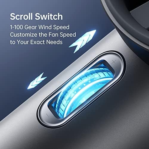 JISULIFE Portable Handheld Fan,Speed(1-100) Adjustable Turbo Mini Fan,5000mAh Battery Rechargeable Personal Fan with Metal Body,Digital Display,Gifts for Women Men Travel/Camping/Outdoor-Grey - Image 6