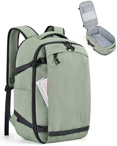 BAGSMART Travel Backpack for Women, 30L Travel Backpack Carry On Flight Approved, TSA Approved Personal Item Travel Bag, Water Resistant Weekender Bag Luggage Daypack, Pistachio