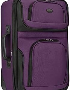 U.S. Traveler Lightweight Rolling 20" Carry On Luggage Softside Suitcase, Purple, 2 Wheel-1 Piece