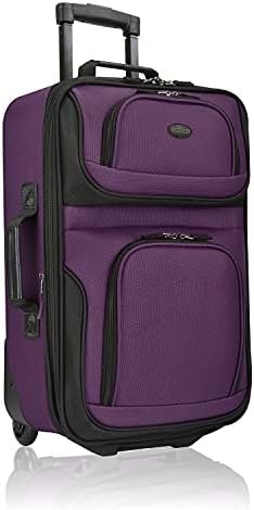 U.S. Traveler Lightweight Rolling 20" Carry On Luggage Softside Suitcase, Purple, 2 Wheel-1 Piece