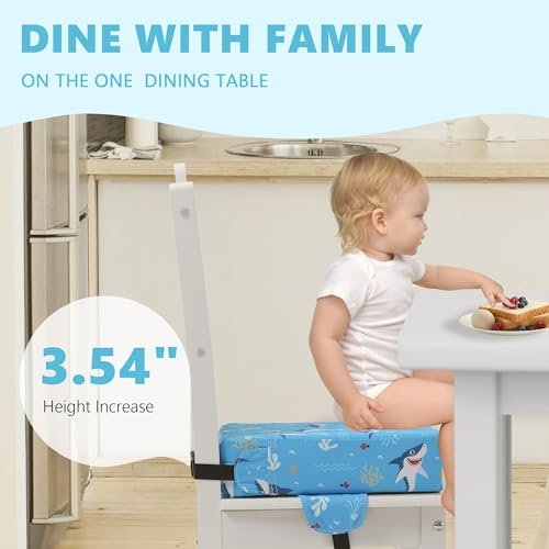 Booster Seat for Kitchen Chair with Adjustable Straps, Toddler Booster Seats for Dining Table Portable for Travel Camping Eating, Booster Cushion for Table for Baby Child Infant Kid Boy Girl - Image 3