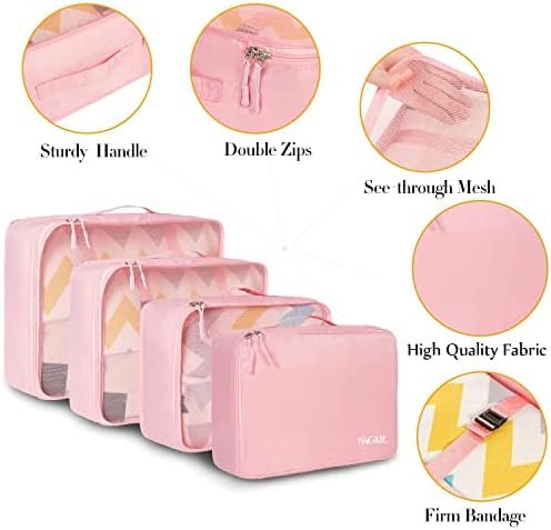BAGAIL 8 Set Packing Cubes Luggage Packing Organizers for Travel Accessories (Blush Pink) - Image 4