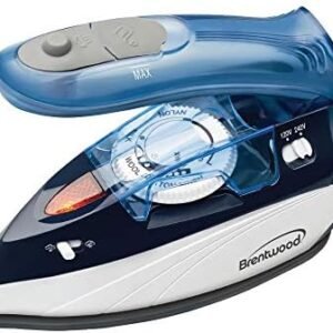 Brentwood MPI-45 Travel Iron with Steam 800-Watt Dual Voltage Non-Stick, Blue