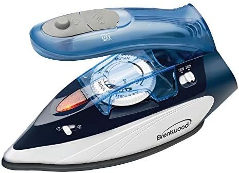 Brentwood MPI-45 Travel Iron with Steam 800-Watt Dual Voltage Non-Stick, Blue
