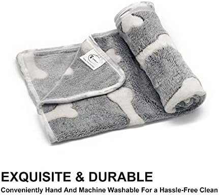 1 Pack 3 Puppy Blankets Super Soft Warm Sleep Mat Grey Cute Print Fluffy Fleece Pet Flannel Throw Dog Blankets for Small Dogs Cats,Star&Bone&Love- Small (23"x15") - Image 3