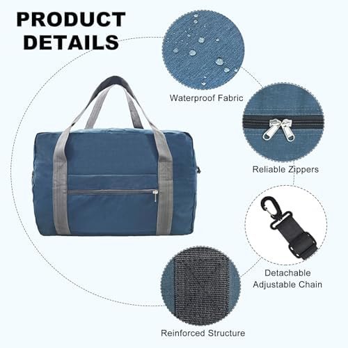 For Spirit Airlines Personal Item Bag 18x14x8 in Underseat Carry-on Luggage foldable Travel Duffle Bag for Airplanes(30L, Navy) - Image 2