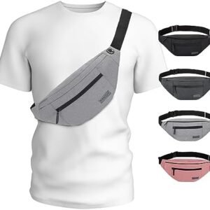 MAXTOP Large Crossbody Fanny Pack with 4-Zipper Pockets,Gifts for Enjoy Sports Festival Workout Traveling Running Casual Hands-Free Wallets Waist Pack Phone Bag Carrying All Phones