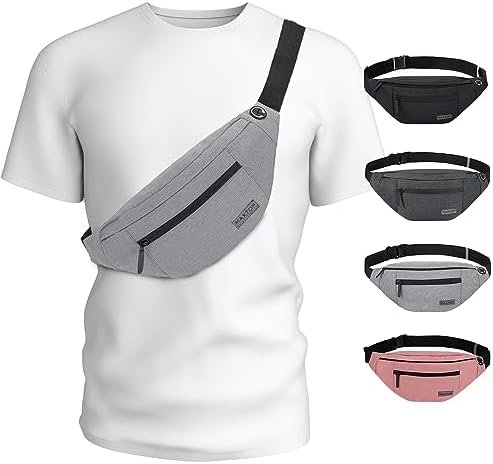 MAXTOP Large Crossbody Fanny Pack with 4-Zipper Pockets,Gifts for Enjoy Sports Festival Workout Traveling Running Casual Hands-Free Wallets Waist Pack Phone Bag Carrying All Phones