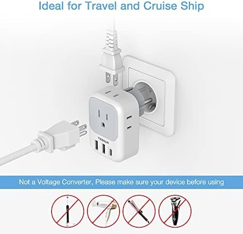 TESSAN 2 Pack Type E F Plug Adapter USB C, Germany France Power Adaptor with 3 USB Charger Ports, 4 AC Outlets Travel Plug for US to Europe EU Spain Iceland Korea Greece Russia German French - Image 6