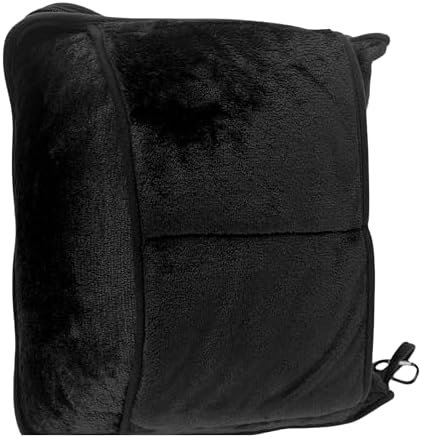 TAKE OFF All-in-One Travel Blanket and Pillow - Super Soft Microfiber Fabric, 3 Day Clothing Storage with Secure Zipper Pockets Keep Valuables Safe, Hand Free Trolley Holder, Ultimate Travel Accessory
