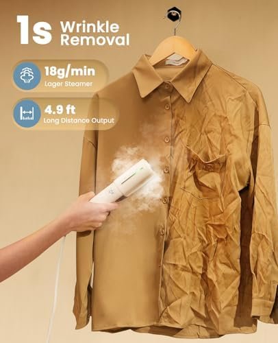 Jack & Rose Dual Voltage Travel Portable Mini Steamer,110-230V,0.9Ib Light,9 * 2.6in Small Mini Travel Size,Steamer Iron 2 in 1,15s Heat-Up,Ceramic Heat Panel,For Global & Europe Traveling - Image 4