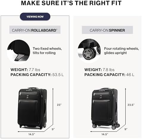Travelpro Platinum Elite Softside Expandable Carry on Luggage, 2 Wheel Upright Suitcase, USB Port, Men and Women, Shadow Black, Carry On 22-Inch - Image 6