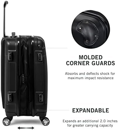 Kenneth Cole REACTION Renegade Luggage Expandable 8-Wheel Spinner Lightweight Hardside Suitcase, Black, 28-Inch Checked - Image 5