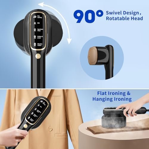 Steamer for Clothes, Travel Portable Handheld Turbo Steamer 5Mode Smart Display, 15s Heat-up Horizontal & Vertical Wrinkle Removal, Dual Function Wet/Dry Iron, Home Travel Use(GraphiteBlack) - Image 5