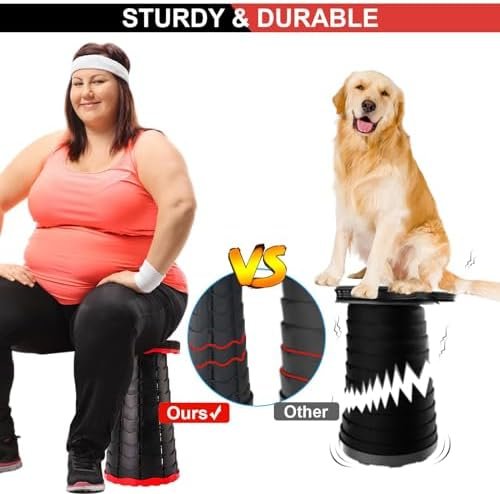 Foldable Stool, Camping Stools for Adults Thickened Portable Collapsible Retractable Stool for Fishing, Camp Chair for Hiking, BBQ, Parties, Outdoor Activities (Red) - Image 4