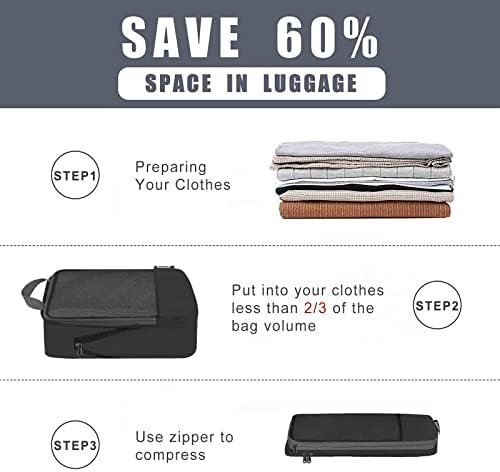 BAGAIL 4 Set/6 Set/8 Set Compression Packing Cubes Travel Accessories Expandable Packing Organizers(Black HalfMesh 6 Set) - Image 4