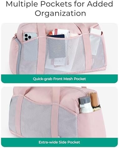 BAGSMART Foldable Duffle Bag for Women - 35L Carry On Weekender Overnight Sports Duffel with Shoe Compartment, Personal Item Travel Workout Bag for Travel Yoga, Black - Image 4