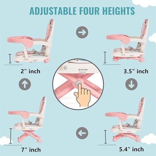Dream On Me Munch N Go Booster Seat for Dining Table, Lightweight Compact Fold Travel Booster Seat, 3-in-1 Convertible, Four Level Height Adjustment and Easy Tray Removal - Image 4