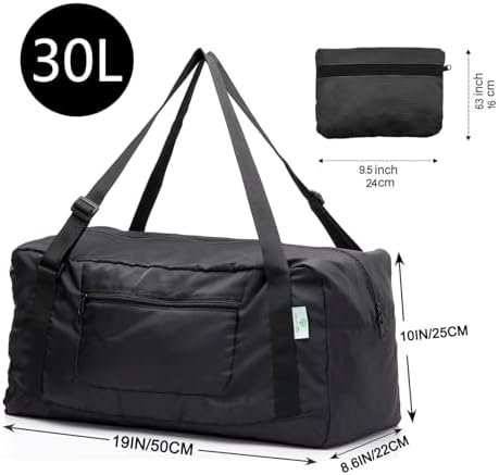 HOLYLUCK Foldable Travel Duffel Bag For Women & Men Luggage Great for Gym (black) One_Size - Image 3