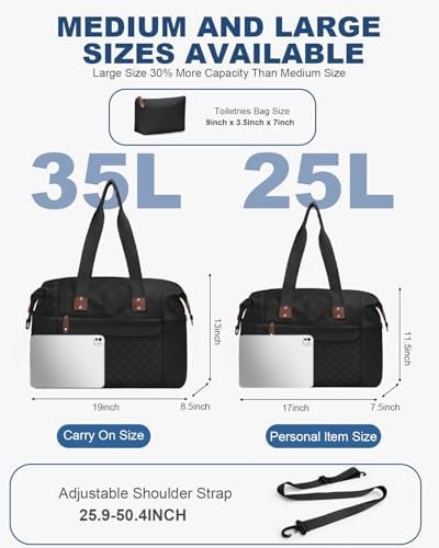 Travel Duffle Bag, Waterproof Weekender Overnight Hospital Bags for Women Men with Toiletry Bag Lightweight Carry on Personal Item Duffle Gym Bag for Travel, Airplanes, Sports - Image 3